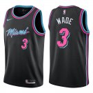 Heat #3 Dwyane Wade Black City Swingman Jersey