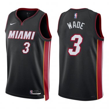 Heat #3 Dwyane Wade Black Swingman Jersey
