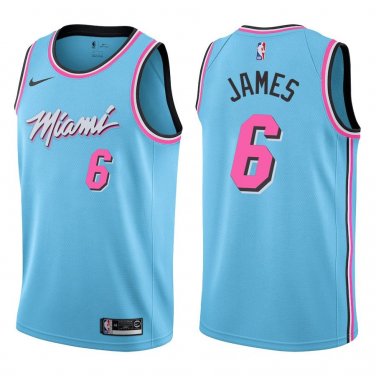 Heat #6 LeBron James Light Blue Swingman Jersey