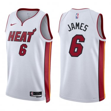 Heat #6 LeBron James White Swingman Jersey
