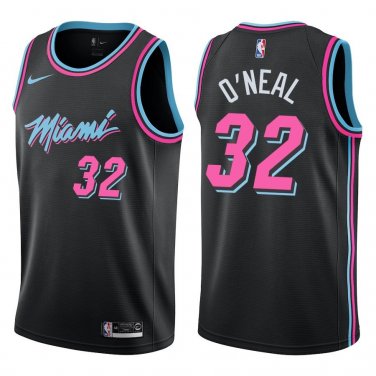 Heat #32 Shaquille O'Neal Black City Swingman Jersey