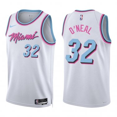 Heat #32 Shaquille O'Neal White City Swingman Jersey