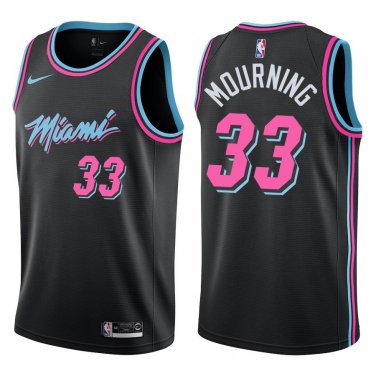 Heat #33 Alonzo Mourning Black City Swingman Jersey