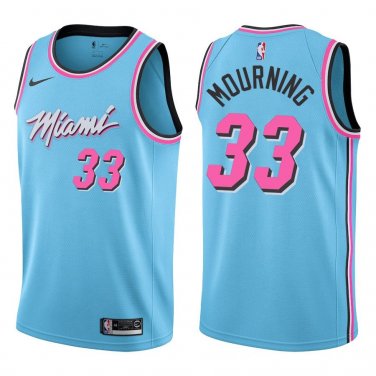 Heat #33 Alonzo Mourning Light Blue Swingman Jersey