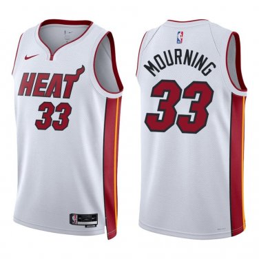 Heat #33 Alonzo Mourning White Swingman Jersey