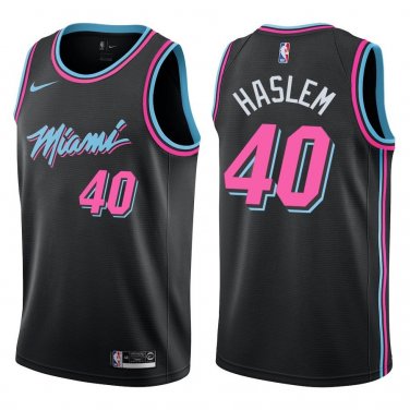 Heat #40 Udonis Haslem Black City Swingman Jersey