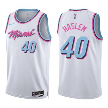 Heat #40 Udonis Haslem White City Swingman Jersey