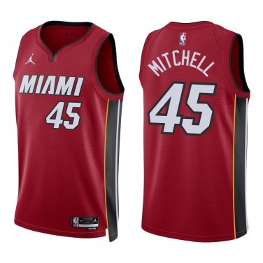 Heat #45 Davion Mitchell Red Swingman Jersey