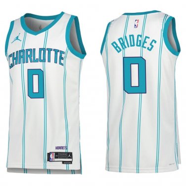 Hornets #0 Miles Bridges White Stripe Swingman Jersey
