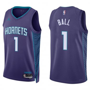 Hornets #1 LaMelo Ball Purple Swingman Jersey