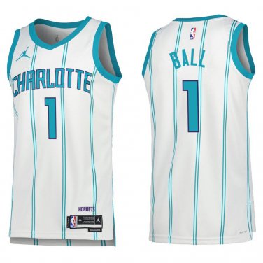 Hornets #1 LaMelo Ball White Stripe Swingman Jersey