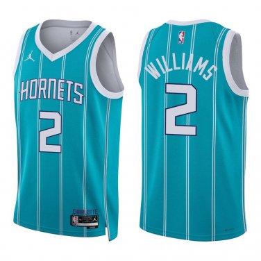 Hornets #2 Grant Williams Teal Stripes Swingman Jersey