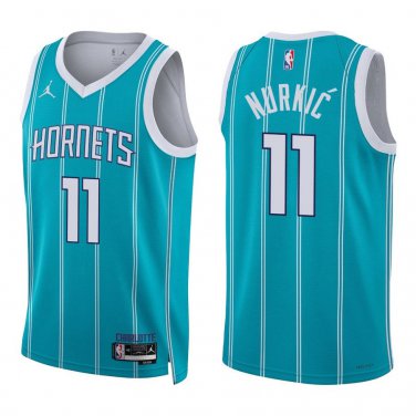 Hornets #11 Jusuf Nurkic Teal Stripes Swingman Jersey