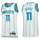 Hornets #11 Jusuf Nurkic White Stripe Swingman Jersey