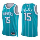 Hornets #15 Kemba Walker Teal Stripes Swingman Jersey