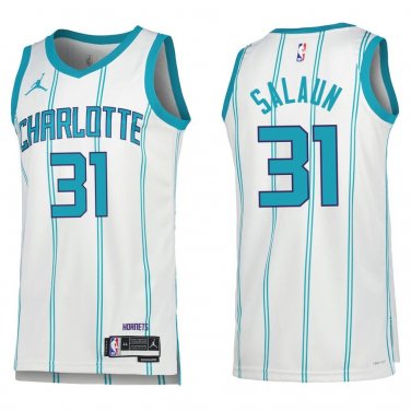 Hornets #31 Tidjane Salaun White Stripe Swingman Jersey