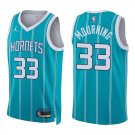 Hornets #33 Alonzo Mourning Teal Stripes Swingman Jersey