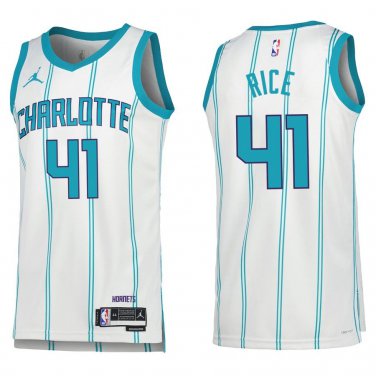 Hornets #41 Glen Rice White Stripe Swingman Jersey
