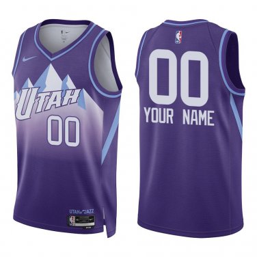 Jazz #00 Custom Name And Number Purple City Swingman Jersey
