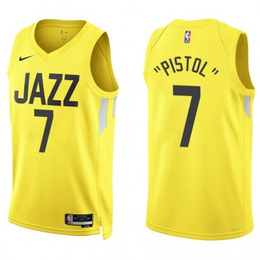 Jazz #7 Pete Maravich Gold Swingman Jersey