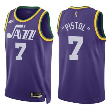 Jazz #7 Pete Maravich Purple Classic Swingman Jersey