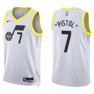 Jazz #7 Pete Maravich White Swingman Jersey