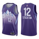 Jazz #12 John Stockton Purple City Swingman Jersey
