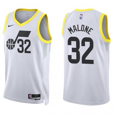 Jazz #32 Karl Malone White Swingman Jersey