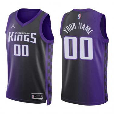 Kings #00 Custom Name And Number Black Purple Statement Swingman Jersey