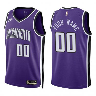 Kings #00 Custom Name And Number Purple Throwback Swingman Jersey