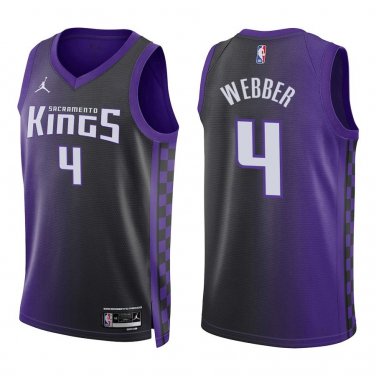 Kings #4 Chris Webber Black Purple Statement Swingman Jersey