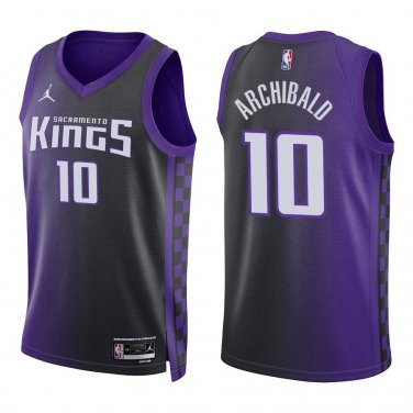 Kings #10 Nate Archibald Black Purple Statement Swingman Jersey
