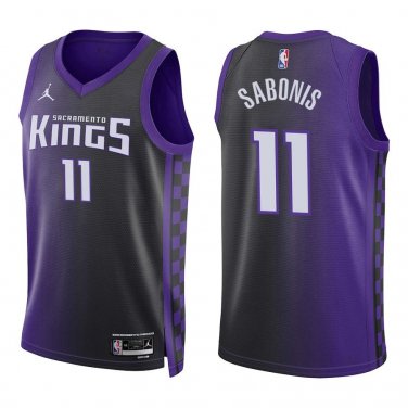 Kings #11 Domantas Sabonis Black Purple Statement Swingman Jersey