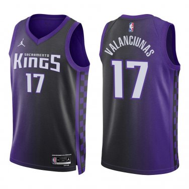 Kings #17 Jonas Valanciunas Black Purple Statement Swingman Jersey