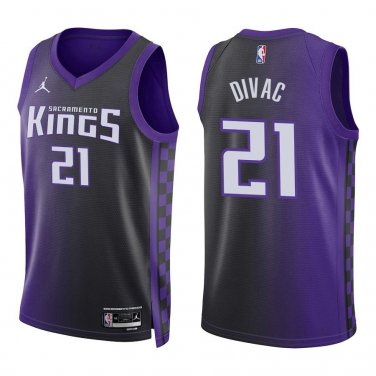 Kings #21 Vlade Divac Black Purple Statement Swingman Jersey