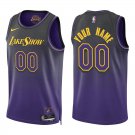 Lakers #00 Custom Name And Number Black Purple City Swingman Jersey