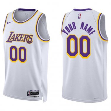 Lakers #00 Custom Name And Number White Swingman Jersey