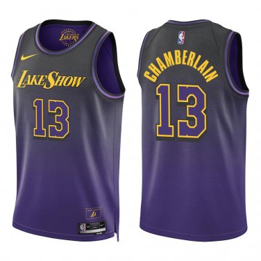 Lakers #13 Wilt Chamberlain Black Purple City Swingman Jersey