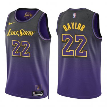 Lakers #22 Elgin Baylor Black Purple City Swingman Jersey
