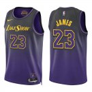 Lakers #23 LeBron James Black Purple City Swingman Jersey