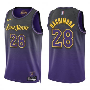 Lakers #28 Rui Hachimura Black Purple City Swingman Jersey