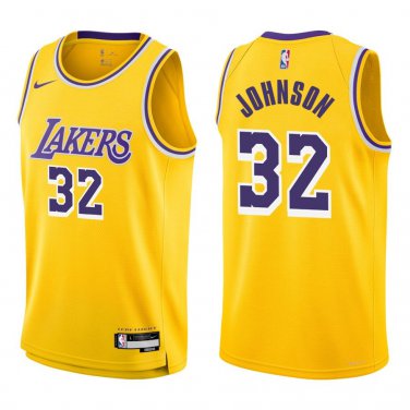 Lakers #32 Magic Johnson Gold Swingman Jersey