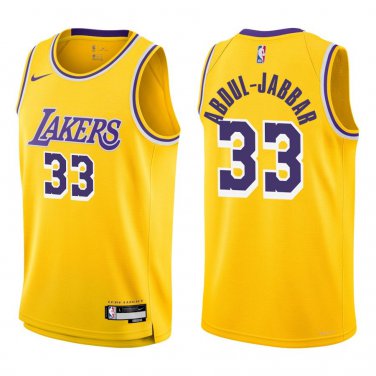 Lakers #33 Kareem Abdul-Jabbar Gold Swingman Jersey