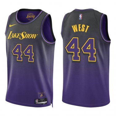 Lakers #44 Jerry West Black Purple City Swingman Jersey