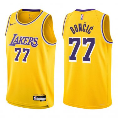 Lakers #77 Luka Doncic Gold Swingman Jersey