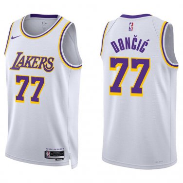Lakers #77 Luka Doncic White Swingman Jersey