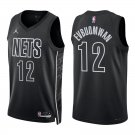 Nets #12 Tosan Evbuomwan Black Statement Swingman Jersey