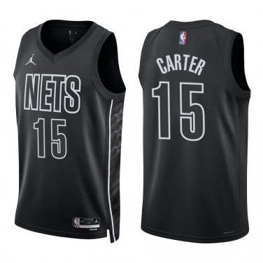 Nets #15 Vince Carter Black Statement Swingman Jersey