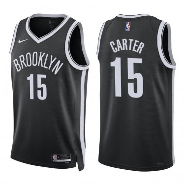 Nets #15 Vince Carter Black Swingman Jersey