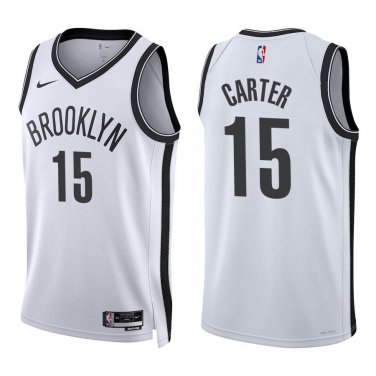 Nets #15 Vince Carter White Swingman Jersey